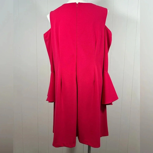 Lane Bryant A-Line Bell Sleeve Mini Skater Fuchsia Pink Dress Sz 16 - Picture 8 of 14